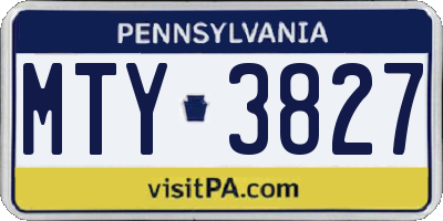 PA license plate MTY3827
