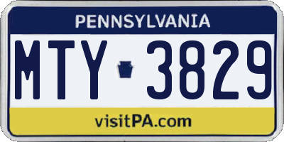 PA license plate MTY3829