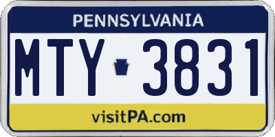 PA license plate MTY3831