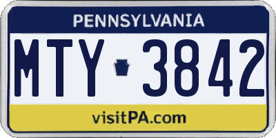 PA license plate MTY3842