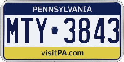 PA license plate MTY3843
