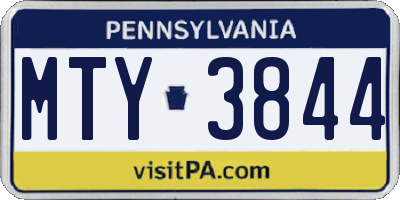 PA license plate MTY3844