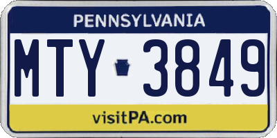 PA license plate MTY3849