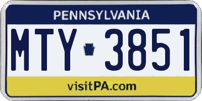 PA license plate MTY3851