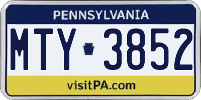 PA license plate MTY3852
