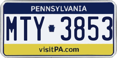 PA license plate MTY3853