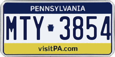 PA license plate MTY3854