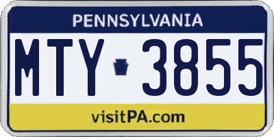 PA license plate MTY3855