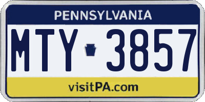 PA license plate MTY3857