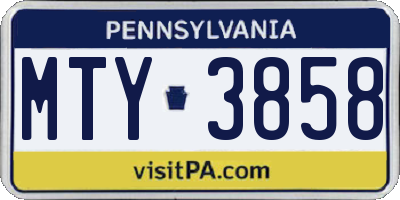 PA license plate MTY3858