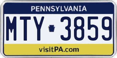 PA license plate MTY3859