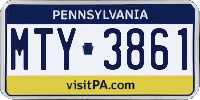 PA license plate MTY3861
