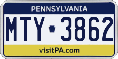 PA license plate MTY3862