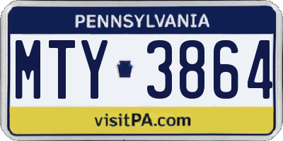 PA license plate MTY3864