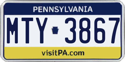 PA license plate MTY3867