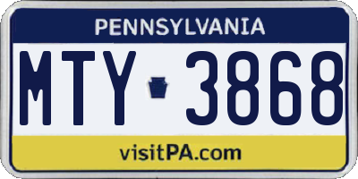 PA license plate MTY3868