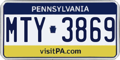 PA license plate MTY3869