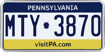 PA license plate MTY3870