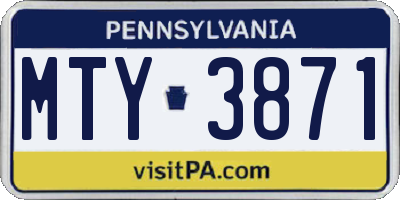 PA license plate MTY3871