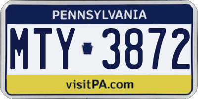 PA license plate MTY3872