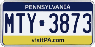 PA license plate MTY3873