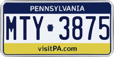PA license plate MTY3875