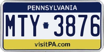 PA license plate MTY3876
