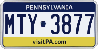 PA license plate MTY3877