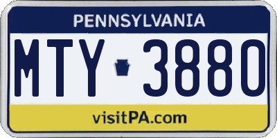 PA license plate MTY3880