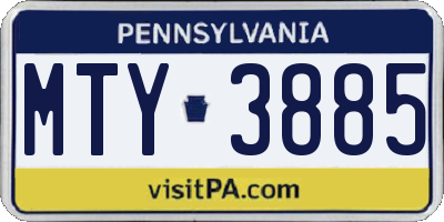PA license plate MTY3885