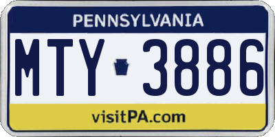 PA license plate MTY3886