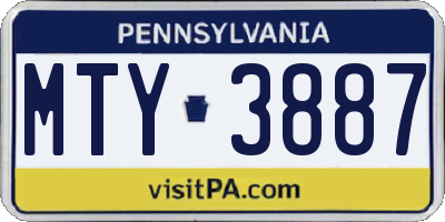 PA license plate MTY3887