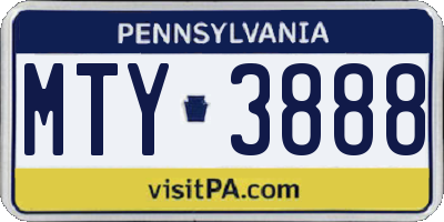 PA license plate MTY3888