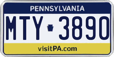 PA license plate MTY3890
