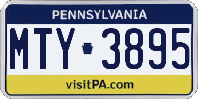 PA license plate MTY3895