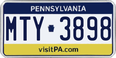 PA license plate MTY3898