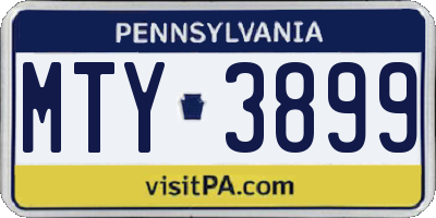 PA license plate MTY3899