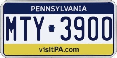 PA license plate MTY3900