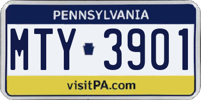 PA license plate MTY3901