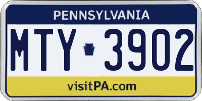 PA license plate MTY3902