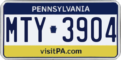 PA license plate MTY3904
