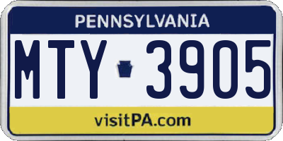 PA license plate MTY3905