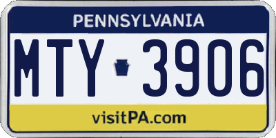 PA license plate MTY3906