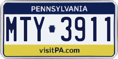 PA license plate MTY3911