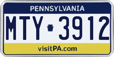 PA license plate MTY3912