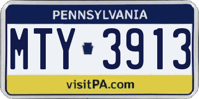 PA license plate MTY3913
