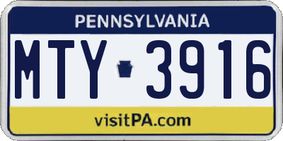 PA license plate MTY3916