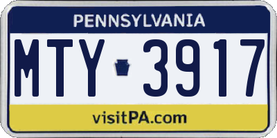PA license plate MTY3917