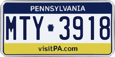 PA license plate MTY3918