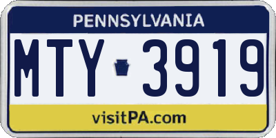 PA license plate MTY3919
